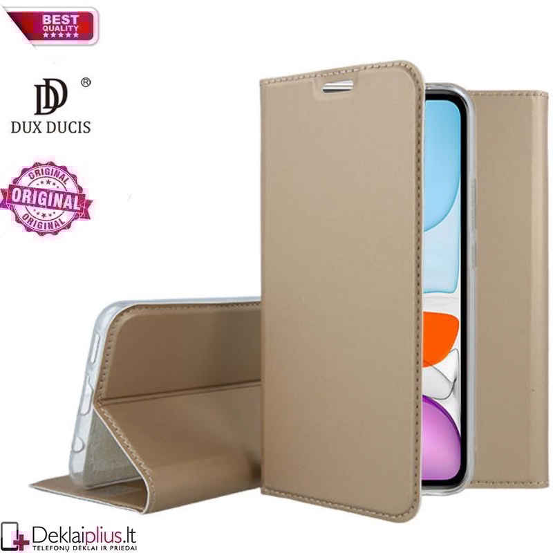 Dux Ducis dirbtinės odos atverčiamas dėklas - auksinės spalvos (telefonui Apple Iphone 11) Dux Ducis dirbtinės odos atverčiamas dėklas - auksinės spalvos (telefonui Apple Iphone 11)